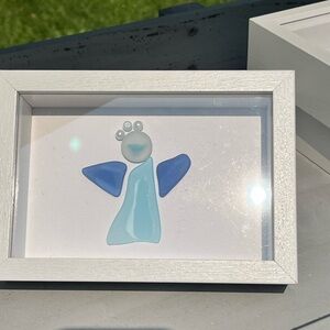 Blue and White Framed Angel Art
